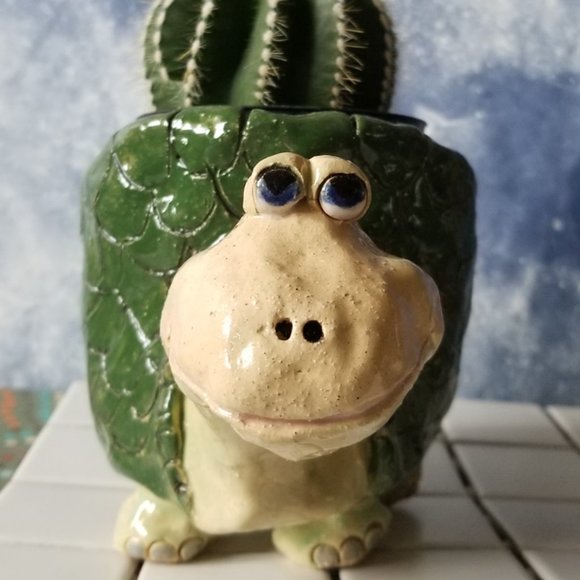 Turtle Planter with Barrel Cactus and Gift Card - Picture 3 of 7